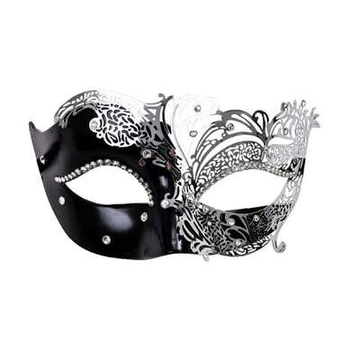 Black & Silver Filigree Masquerade Eye Mask