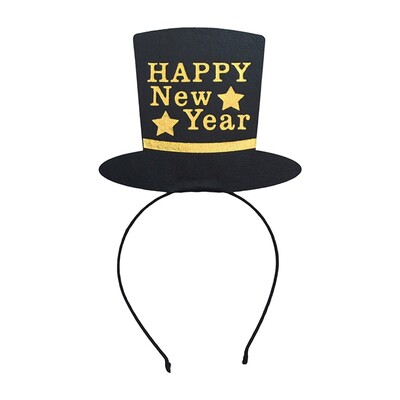 Happy New Year 2D Top Hat Headband Pk 1