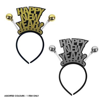 Happy New Year Bauble Bopper Headband Assorted Pk 1