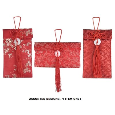 Chinese New Year Deluxe Red Silk Money Pouch Assorted