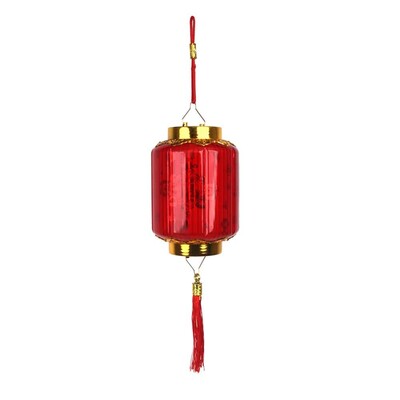 Chinese New Year Red & Gold Plastic Light Up Long Lantern Decoration