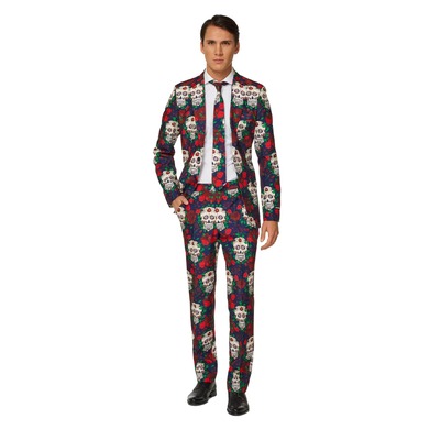 Adult Day of Dead Sugar Skulls Suit Costume Mens Medium