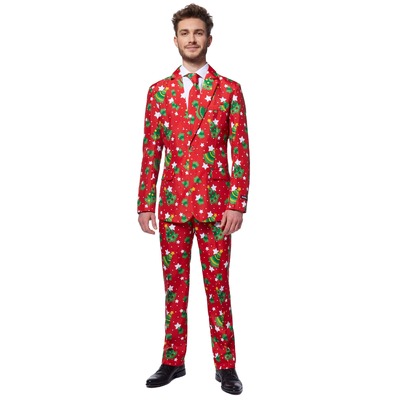 Adult Red Christmas Tree Suit Costume Mens Medium