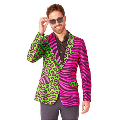 Adult Neon Party Animal Blazer Costume Jacket Mens Large