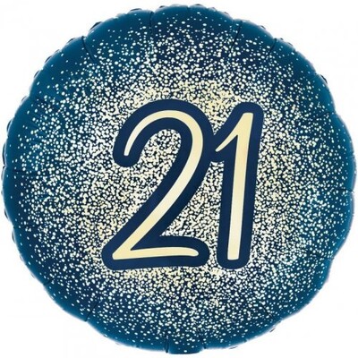 Navy & Gold Glitter 21st Birthday 18in 45cm Foil Balloon 