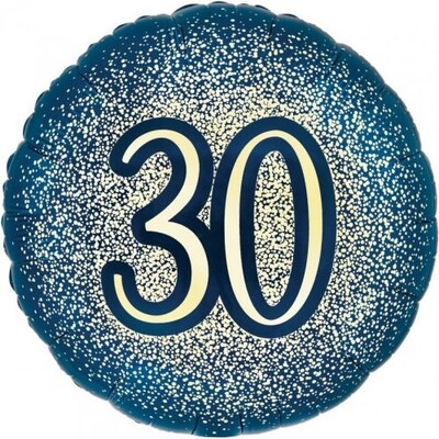 Navy & Gold Glitter 30th Birthday 18in 45cm Foil Balloon 