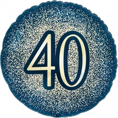 Navy & Gold Glitter 40th Birthday 18in 45cm Foil Balloon 