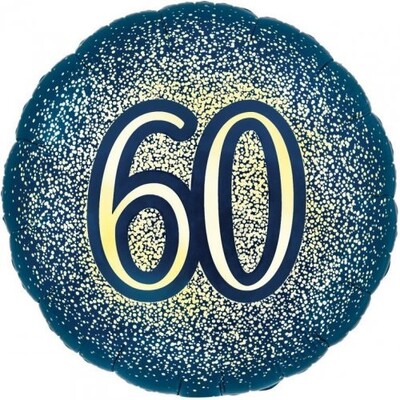 Navy & Gold Glitter 60th Birthday 18in 45cm Foil Balloon 