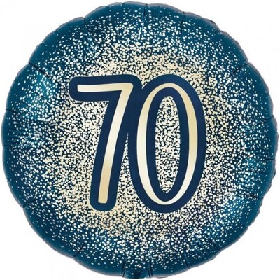 Navy & Gold Glitter 70th Birthday 18in 45cm Foil Balloon 