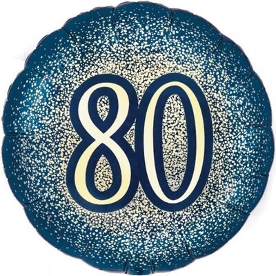 Navy & Gold Glitter 80th Birthday 18in 45cm Foil Balloon 