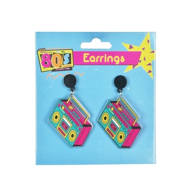 Retro Ghetto Blaster Boom Box 1980s Earrings 1 Pair