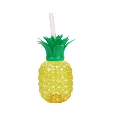 Novelty Plastic Pineapple Cup & Straw 500ml