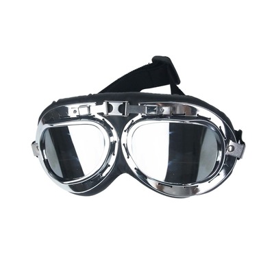 Silver Steampunk Goggles Glasses Aviator Jockey