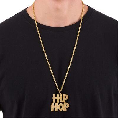 Gold Hip Hop Bling Necklace 1990s Costume