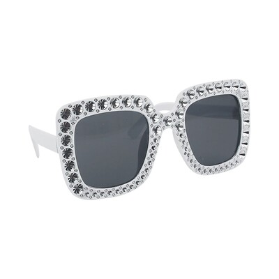 White Square Bling Festival Party Glasses