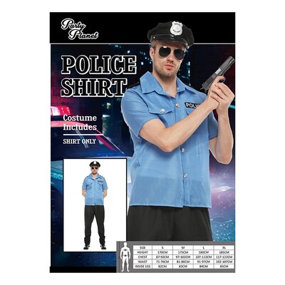 Adult Police Officer Shirt Costume Mens Large