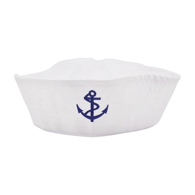 White Sailor Gob Hat with Anchor