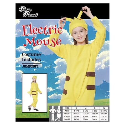 Child Yellow Electric Mouse Jumpsuit Costume (Large, 7-8 Yrs)