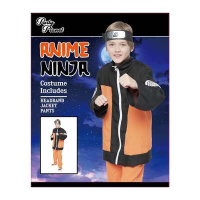 Child Anime Ninja Boy Costume Large 7-8 Yrs