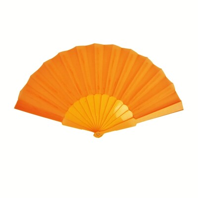 Orange Fabric Hand Fan