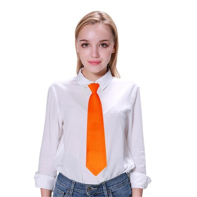 Neon Orange Satin Neck Tie