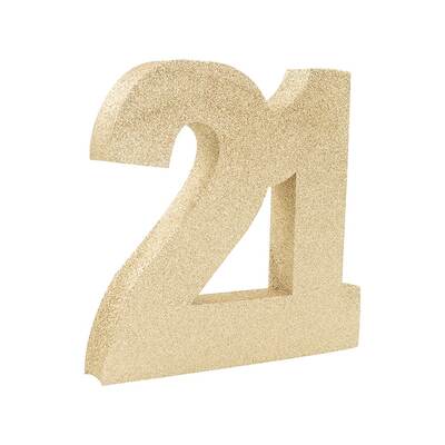 Champagne Gold 21st Birthday Number Table Decoration