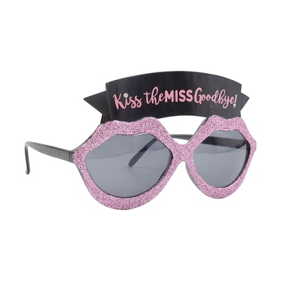 Pink Glittered Kiss The Miss Goodbye Bride Hens Glasses