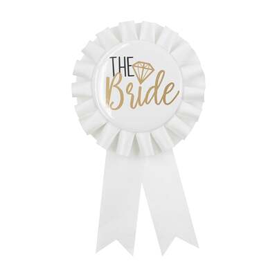 White Ribbon The Bride Badge Hens Party Bachelorette