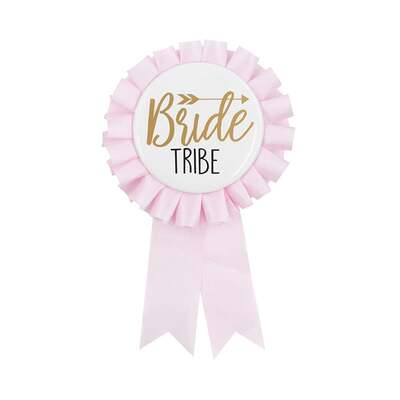 Pink Ribbon Bride Tribe Badge Hens Party Bachelorette