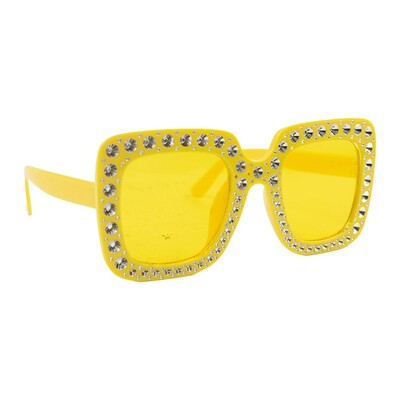 Yellow Square Bling Festival Party Glasses