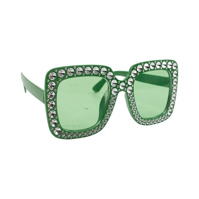 Green Square Bling Festival Party Glasses