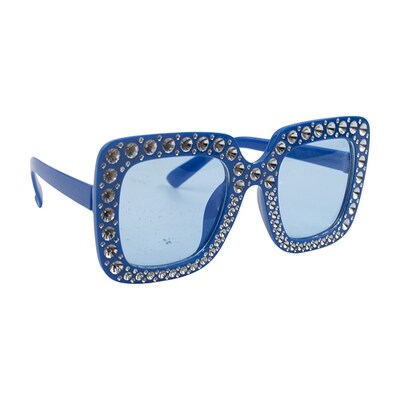 Blue Square Bling Festival Party Glasses