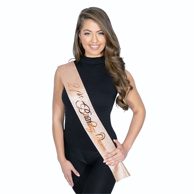 21st Birthday Queen Rose Gold Glitter Sash