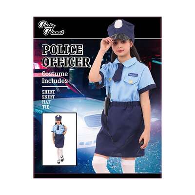 Child Girls Police Officer Costume Large 7-8 Yrs