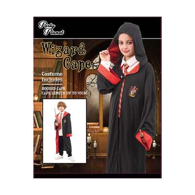 Child Red & Black Hooded Wizard School Cape