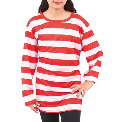 Child Red White Stripe Wally Costume Shirt X Large 10-12 Yrs