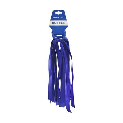 Blue Hair Ties with Ribbons Pk 2 School Carnivals