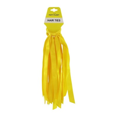 Yellow Hair Ties with Ribbons Pk 2 School Carnivals