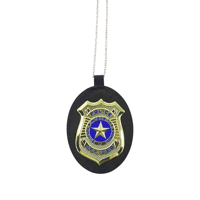 Police Detective Badge on Silver Chain Costume Accessory