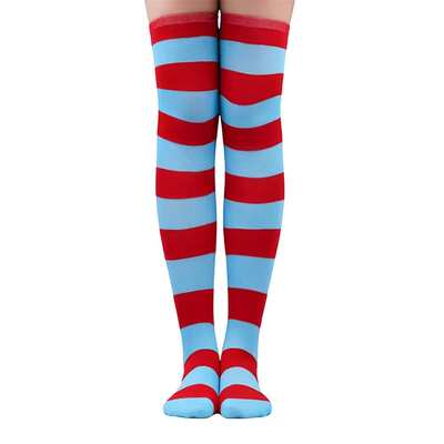 Child Red & Blue Stripe Over Knee Tights Thing 1 & 2 One Size