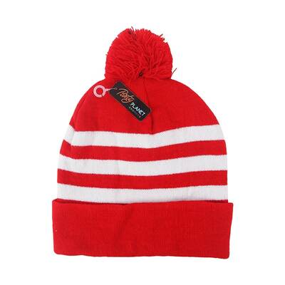 Red and White Stripe Wally Beanie