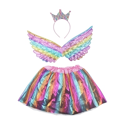 Child Metallic Rainbow Fairy Princess Costume Set