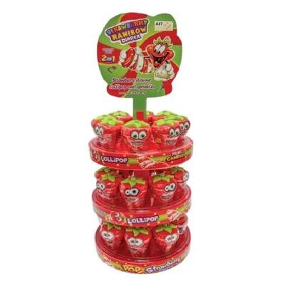 Strawberry Rainbow Dipper Lollipop & Sprinkles Pk 24