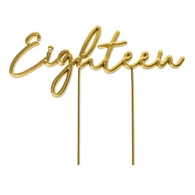 Gold Metal Eighteen 18th Birthday Cake Topper