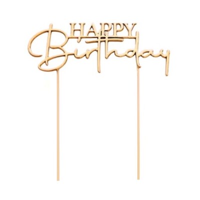 Happy Birthday Gold Metal Cake Topper