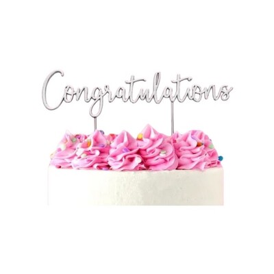 Silver Congratulations Metal Cake Topper 