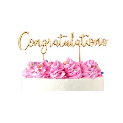 Gold Congratulations Metal Cake Topper 