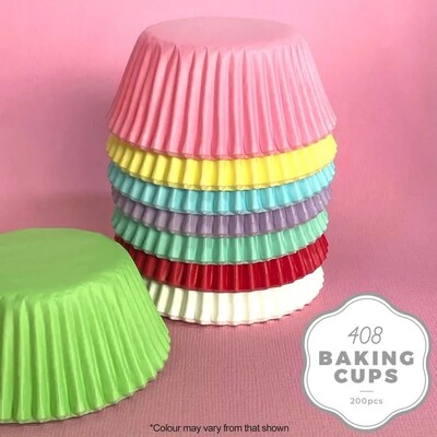 Mixed Colour Paper Cupcake 408 Baking Cups Pk 200