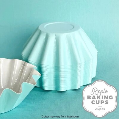 Light Blue Ripple Baking Cups Pk 24