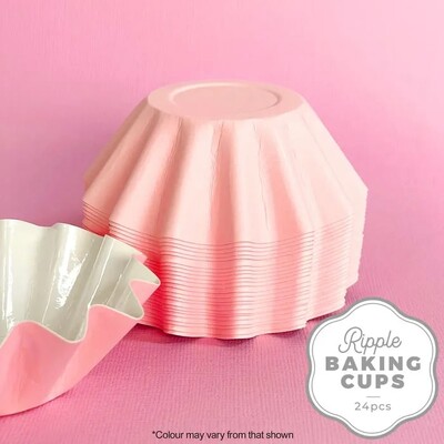 Light Pink Ripple Baking Cups Pk 24